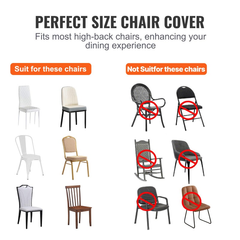 VEVOR 50 Pcs Flat-Front Chair Covers Polyester Spandex Stretch Slipcovers for Wedding Party Dining Banquet, Black - Image 3