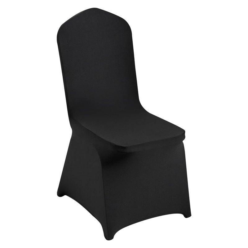 VEVOR 50 Pcs Flat-Front Chair Covers Polyester Spandex Stretch Slipcovers for Wedding Party Dining Banquet, Black - Image 1
