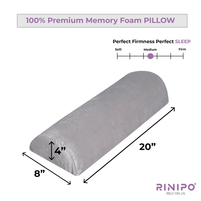 RINIPO RINIPO Half Moon Bolster Pillow for Sleeping | Memory Foam Orthopedic Support Cushion for Back, Neck, Knee, Legs, Head & Side Sleepers Multipurpose Pillow with Washable Zipper Cover - Image 5