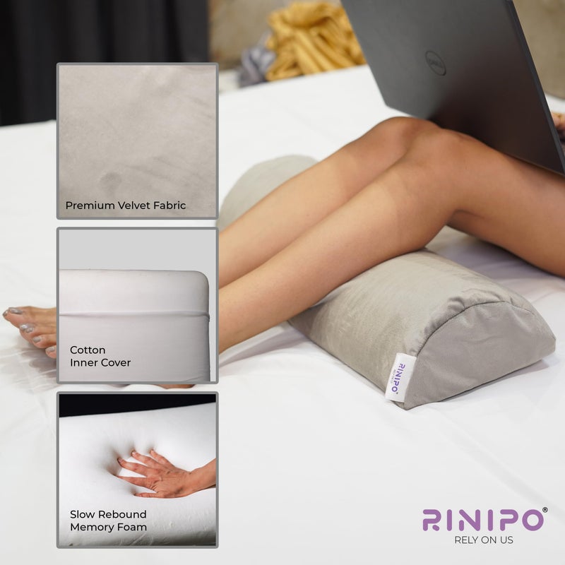 RINIPO RINIPO Half Moon Bolster Pillow for Sleeping | Memory Foam Orthopedic Support Cushion for Back, Neck, Knee, Legs, Head & Side Sleepers Multipurpose Pillow with Washable Zipper Cover - Image 4