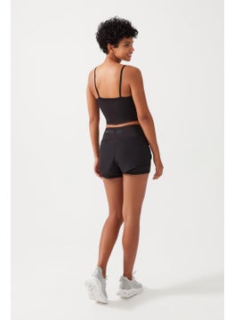 Los Ojos Women's Black 2 Layer Sports Shorts - Tights with Shorts 2in1  - Image 2