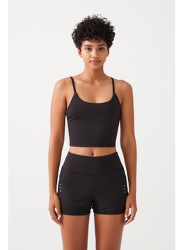 Los Ojos Women's Black 2 Layer Sports Shorts - Tights with Shorts 2in1  - Image 1