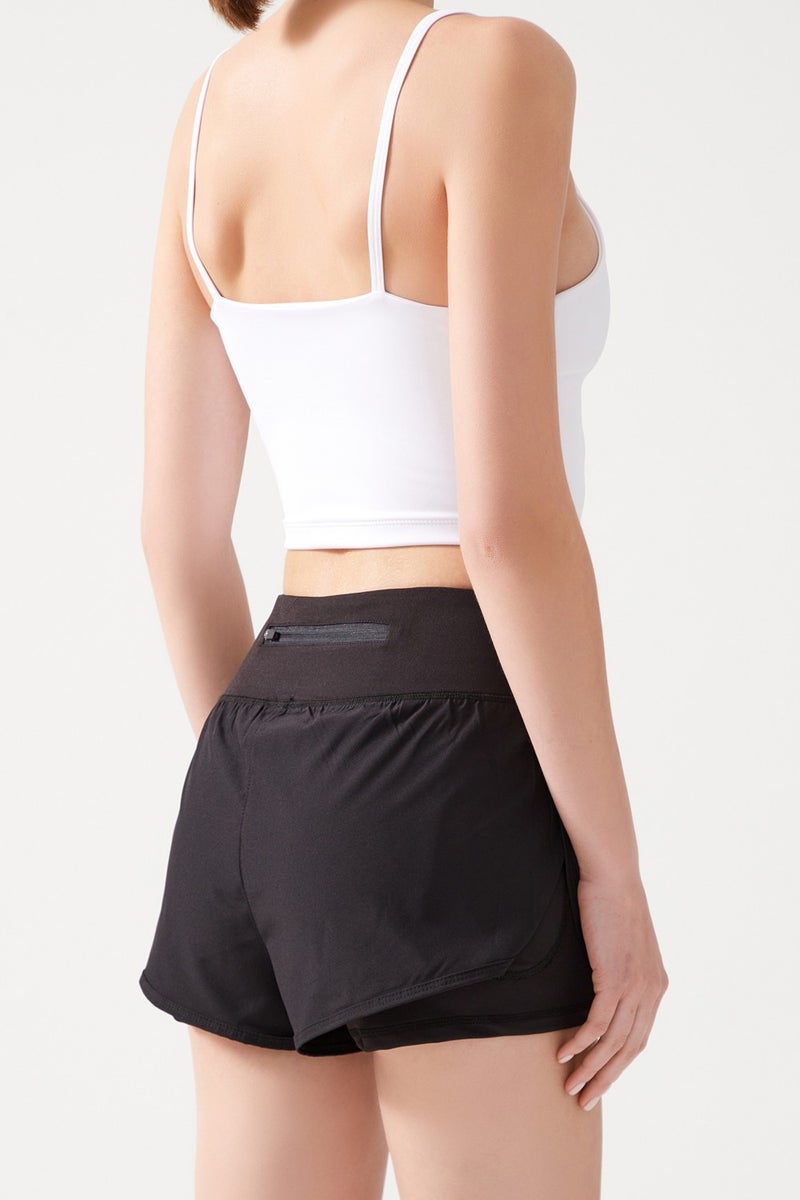 Los Ojos Women's Black 2 Layer Sports Shorts - Tights with Shorts 2in1  - Image 4