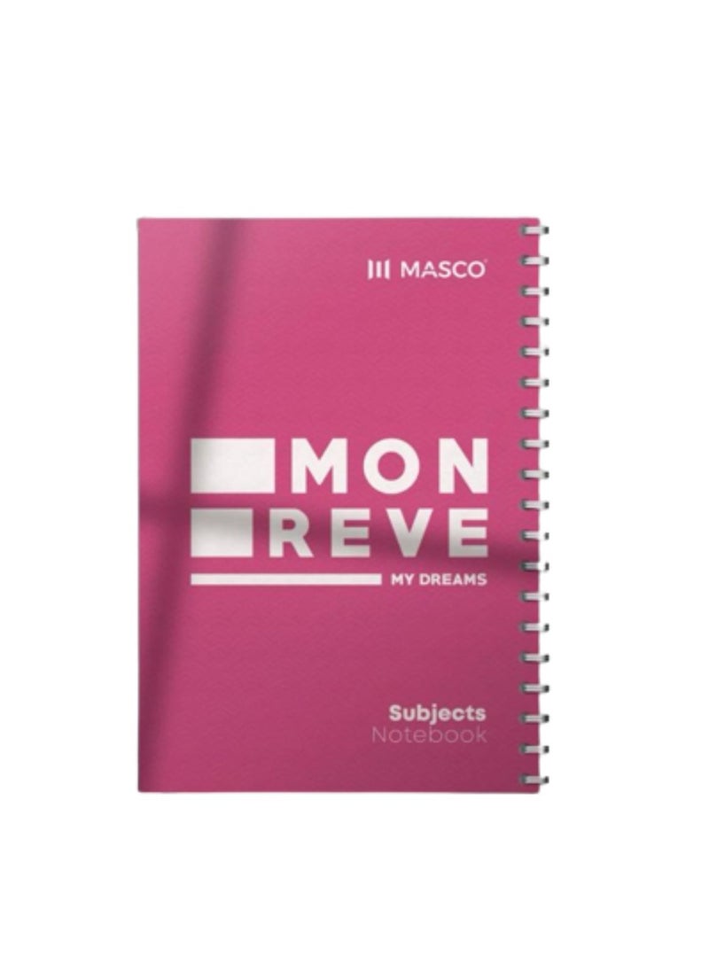 MASCO - A4 Size 150 Page Spiral Single line Notebook Suitable for 4 Subjects, Rose - Image 1