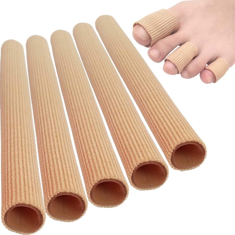 Gel Toe Sleeves Protectors: Beige Flexible Blister Protection - Cushioned Toe Cushions for Foot Care & Daily Wear - Image 1