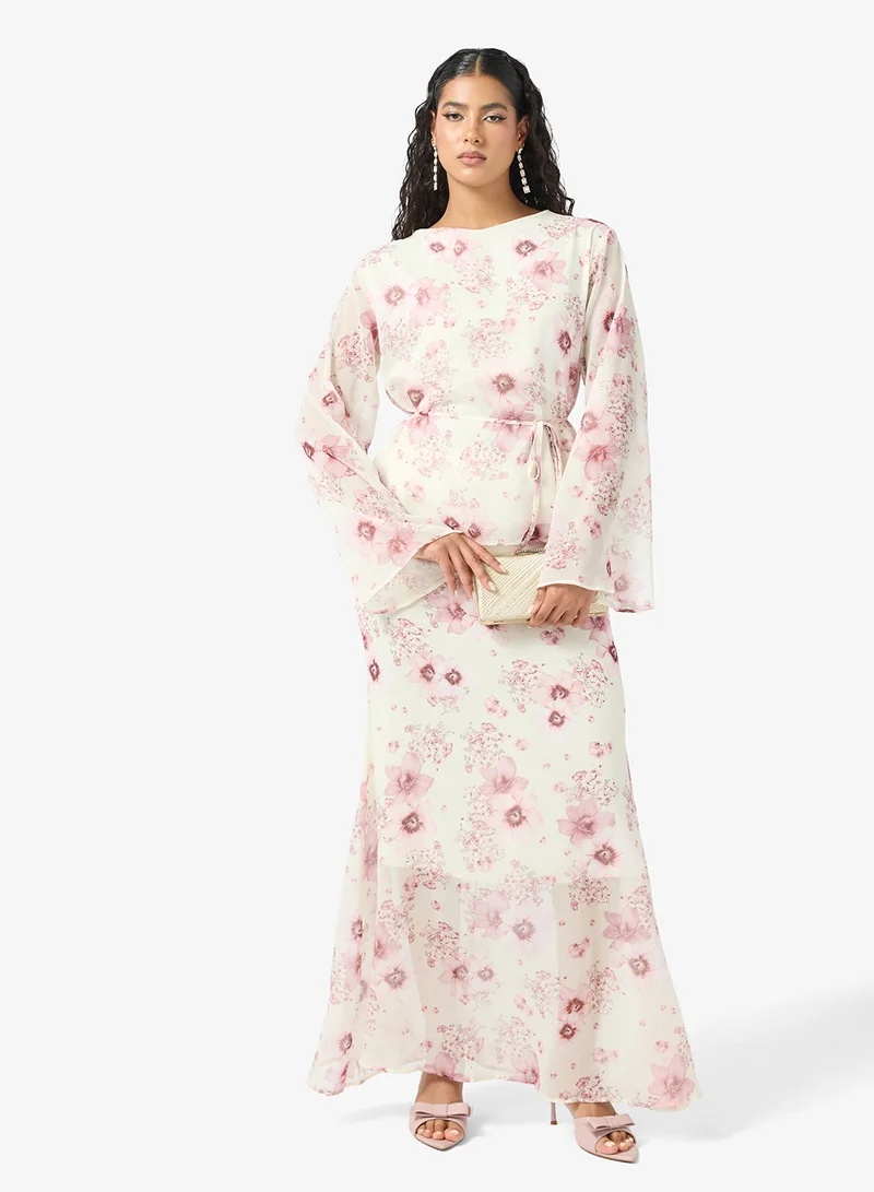 Floral Top & Skirt Set