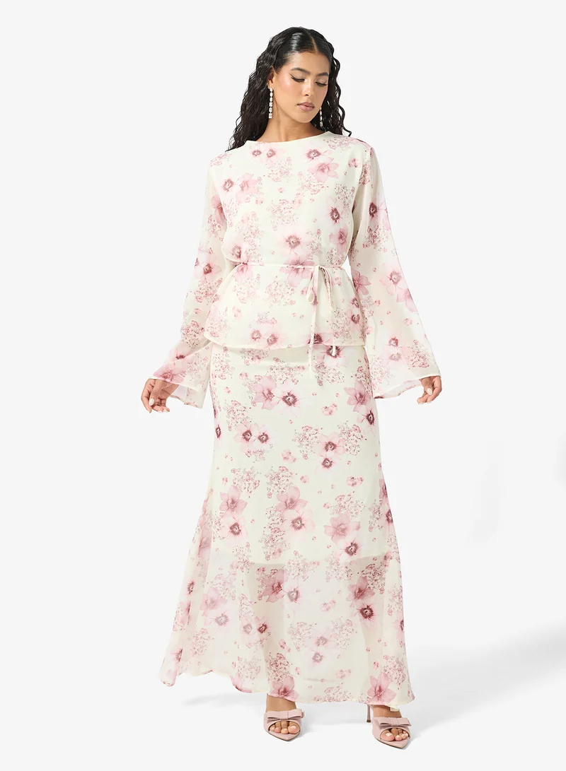 Khizana  Floral Top & Skirt Set for Women | Best Price UAE