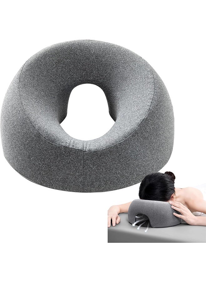 يلا جوي الوجه للأسفل وسادة تدليك وسادة لمساند رأس السرير عرضة للأسفل النوم، مهد الوجه، وسادة بعد الجراحة بعد الجراحة استعادة جراحة العين ومعدات استرداد استئصال العين الغطاء القابل للإزالة الرمادي - Image 1