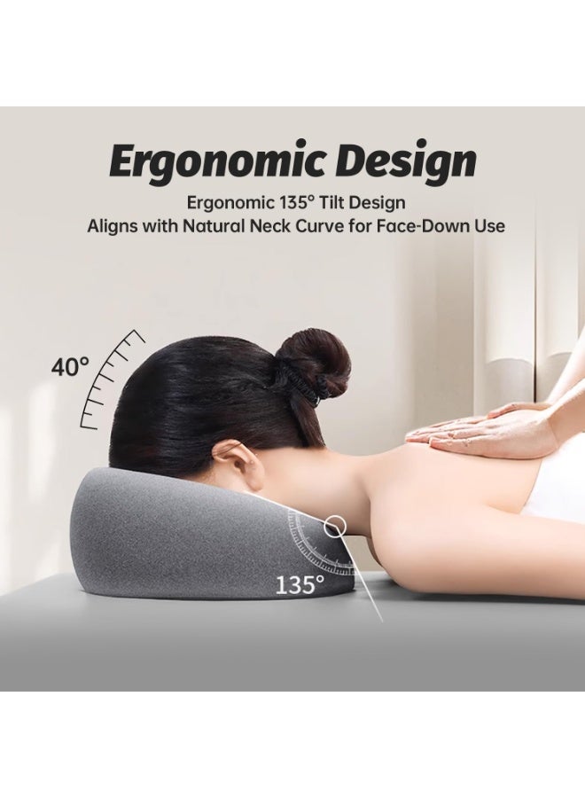 يلا جوي الوجه للأسفل وسادة تدليك وسادة لمساند رأس السرير عرضة للأسفل النوم، مهد الوجه، وسادة بعد الجراحة بعد الجراحة استعادة جراحة العين ومعدات استرداد استئصال العين الغطاء القابل للإزالة الرمادي - Image 3