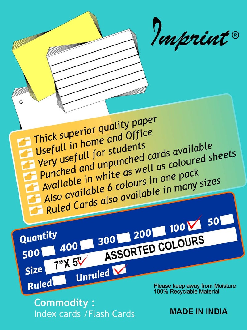 IMPRINT Card Stock, Index Cards 7" x 5" Bright Colors, 100 in This Package - Image 4