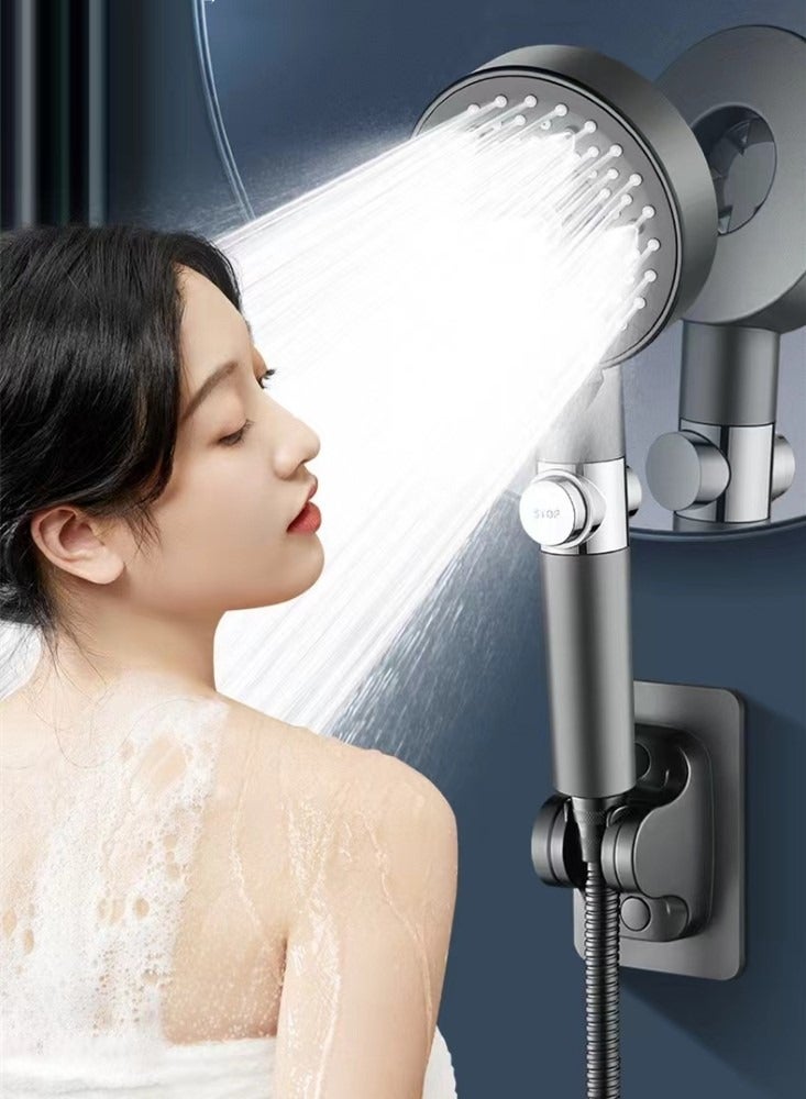 كوتيس طقم رأس دش محمول باليد وخرطوم 1 مجموعة دش محمول وخرطوم رمادي 10x27 سم - Image 4