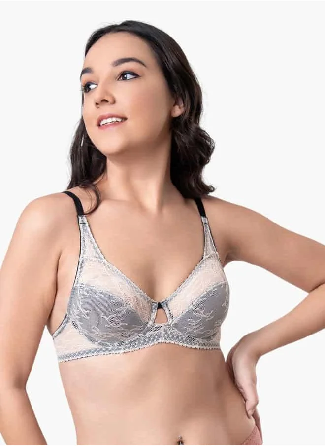 Aadaraya Wired Non Padded Lace Bra For Female