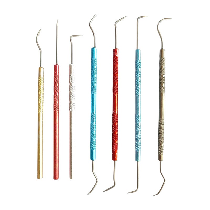 Relibba 7Piece Alluminum Handel Stainless Steel Tip Pick Set R104 Modeling Tools Clay Pottery Tools Modeling Sculpting Carving ToolsTerracotta Tools 