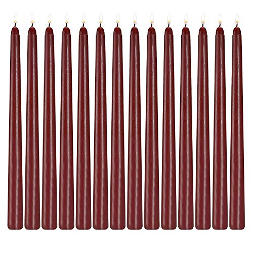 Howemon 14 Pack Dark Red Taper Candles 12 Inch Tall 3/4 Inch Thick Burn 10 Hours (Burgundy) - Image 1