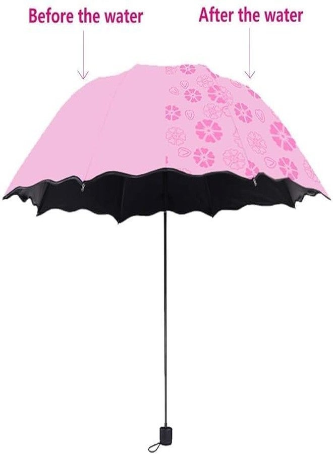 Brain Freezer Fancy Lightweight Foldable Umbrella Easy to Carry, Washable, Waterproof & Heatproof Protection for Women, Men and Children Rose-Pink - Image 3