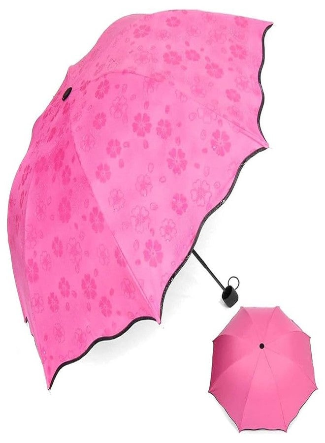 Brain Freezer Fancy Lightweight Foldable Umbrella Easy to Carry, Washable, Waterproof & Heatproof Protection for Women, Men and Children Rose-Pink - Image 1