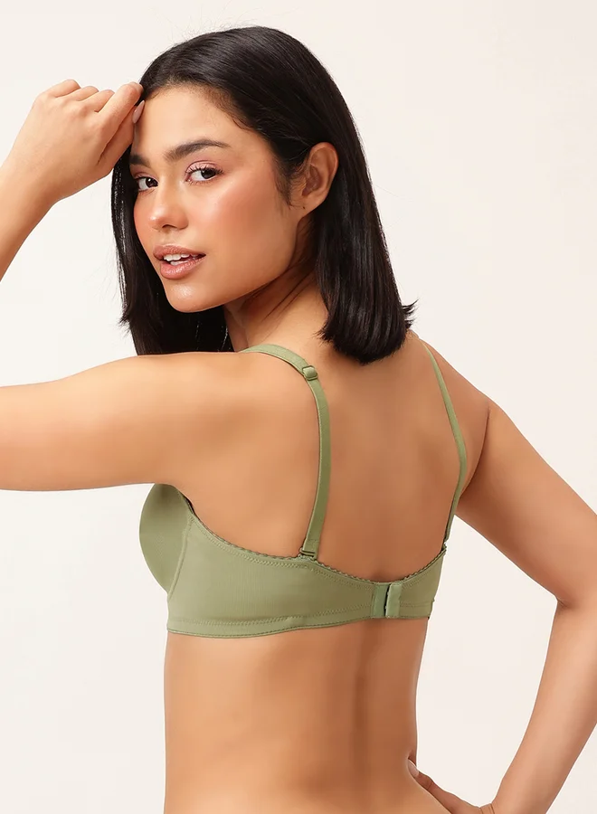 Clovia Clovia Set of 2 Non - Padded Non-Wired Full Coverage Self-Striped T-Shirt Bra