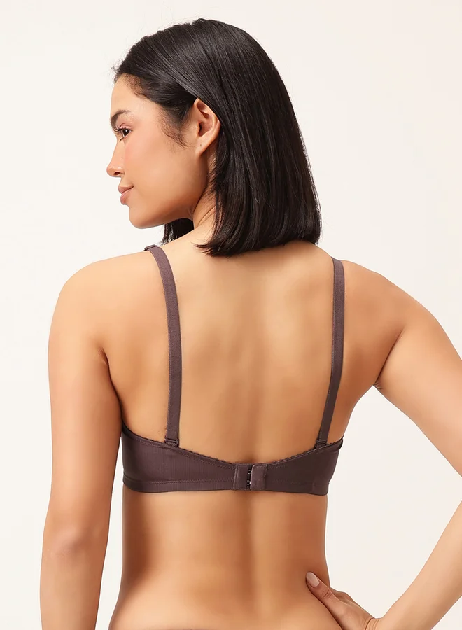 Clovia Clovia Set of 2 Non - Padded Non-Wired Full Coverage Self-Striped T-Shirt Bra