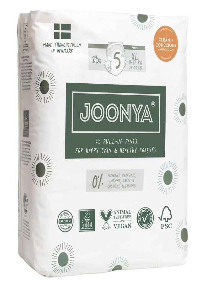 Joonya Pull-Up Pants Baby Diapers, Size 5 XL (24-37 lb) - 1 Bag of 23 - NonToxic, Eco-Friendly, Ultra Slim, Overnight Use - Made in Denmark - Image 1