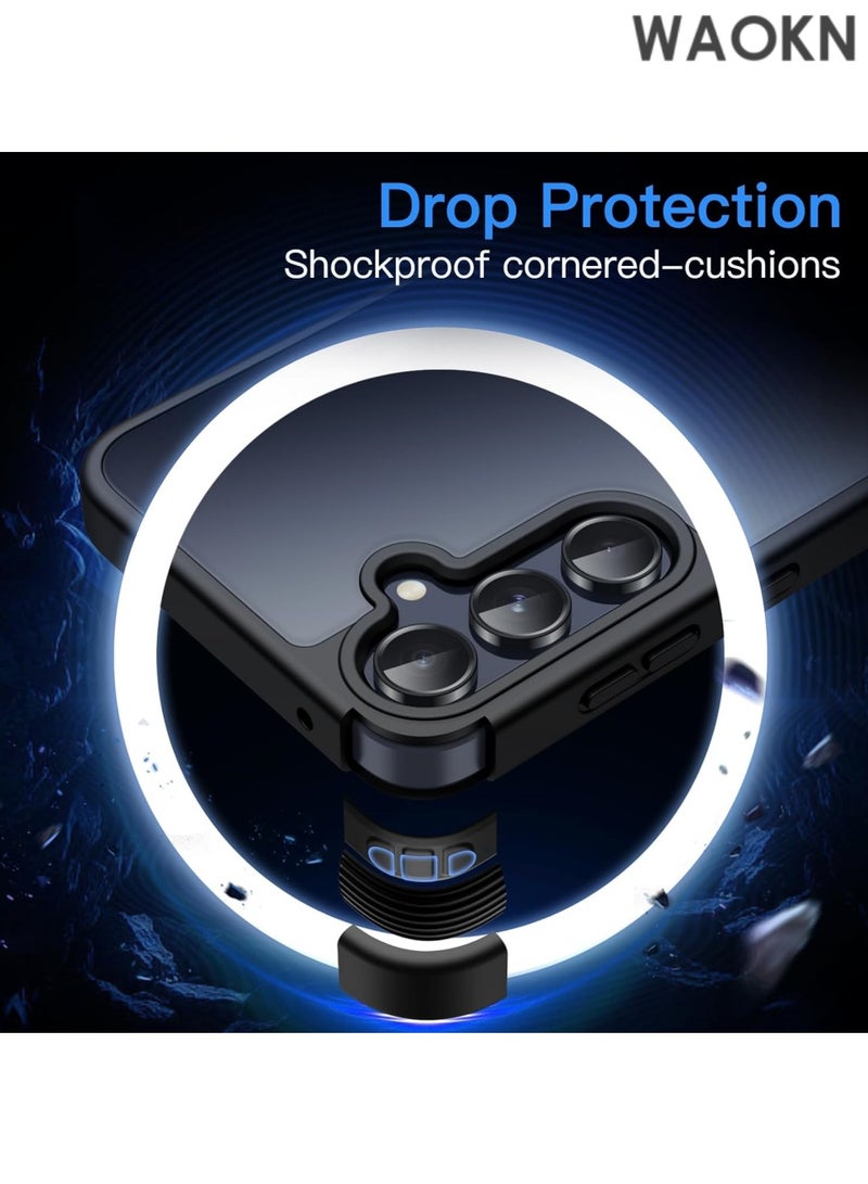 WAOKN Magnetic Case for Samsung Galaxy A55 5G Slim Translucent Matte Back Silicone Bumper Shockproof Phone Case Black Cover, Anti-Fingerprints,Anti-Fall Drop Protection,Slim Back Shockproof Protective Phone Cover - Black. - Image 4