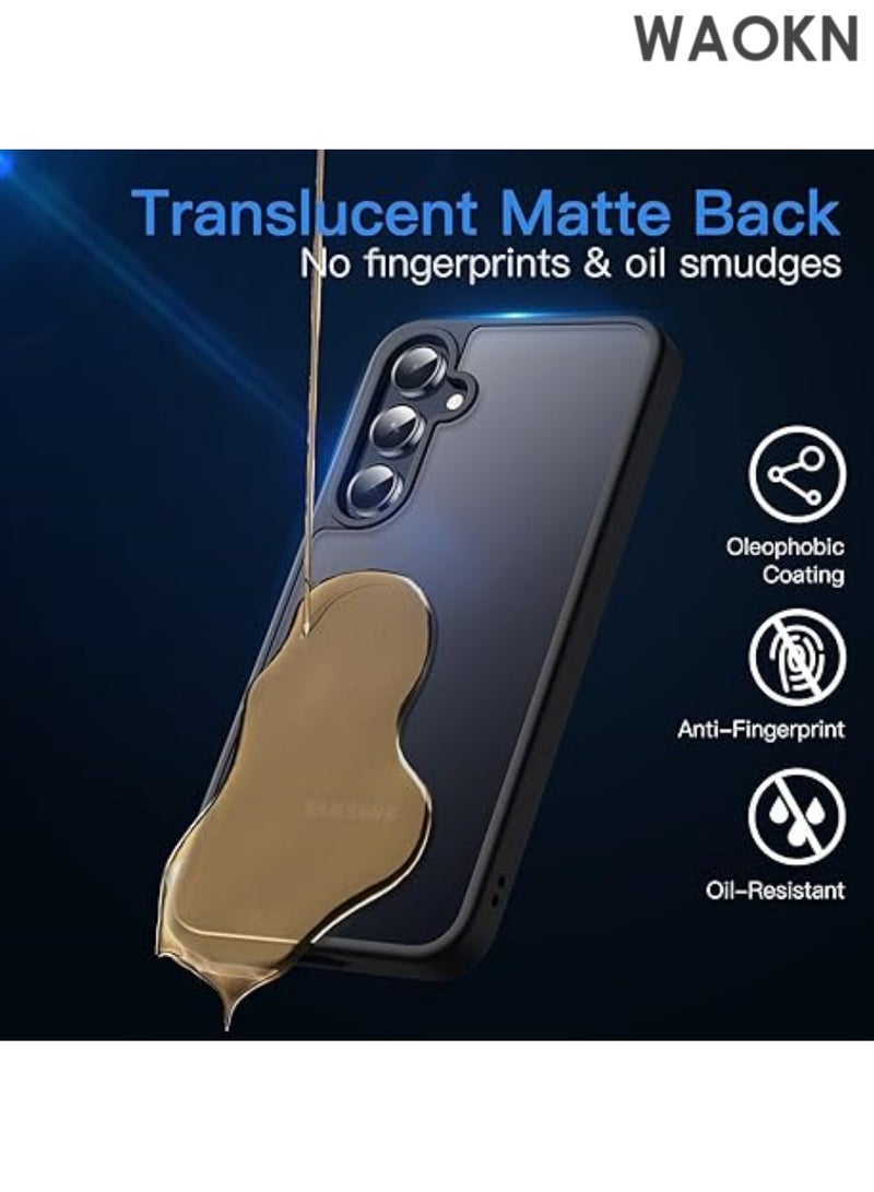 WAOKN Magnetic Case for Samsung Galaxy A55 5G Slim Translucent Matte Back Silicone Bumper Shockproof Phone Case Black Cover, Anti-Fingerprints,Anti-Fall Drop Protection,Slim Back Shockproof Protective Phone Cover - Black. - Image 3