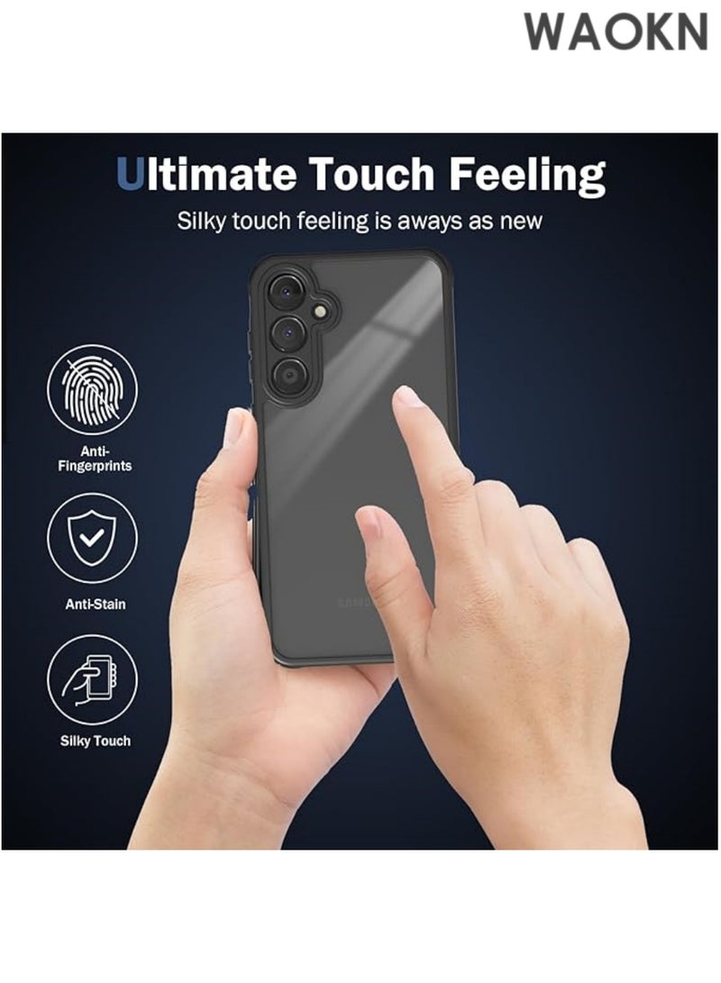 WAOKN Magnetic Case for Samsung Galaxy A55 5G Slim Translucent Matte Back Silicone Bumper Shockproof Phone Case Black Cover, Anti-Fingerprints,Anti-Fall Drop Protection,Slim Back Shockproof Protective Phone Cover - Black. - Image 2