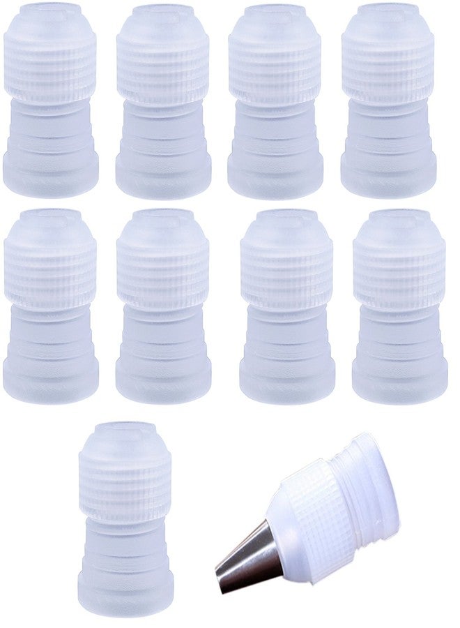 BronaGrand 10pcs Plastic Standard Couplers Pipe Tip Coupler Cake Decorating Couplers for Icing Nozzles,White - Image 1