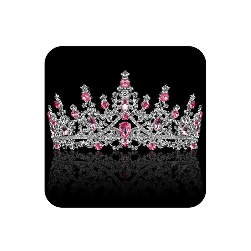 Cocide Pink Crowns for Women Pink Tiaras for Women Princess Tiaras for Girls Costume Halloween Hair Accessories Royal Crystal Headbands Cosplay Birthday Pageant Bride Headpieces - Image 1