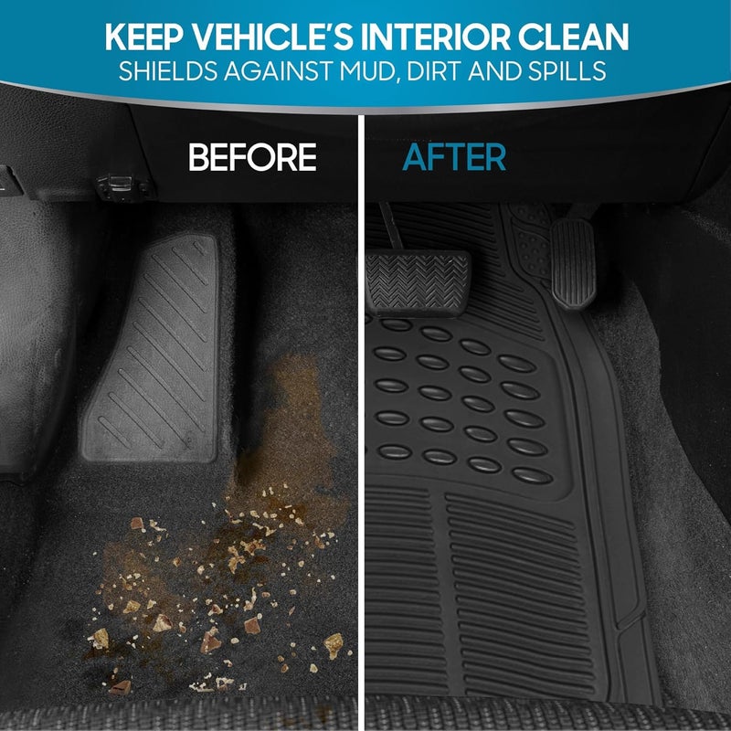 Heavy-Duty Rubber Floor Mats for Cars - All Weather, 4-Piece Set, Universal Fit - Image 5