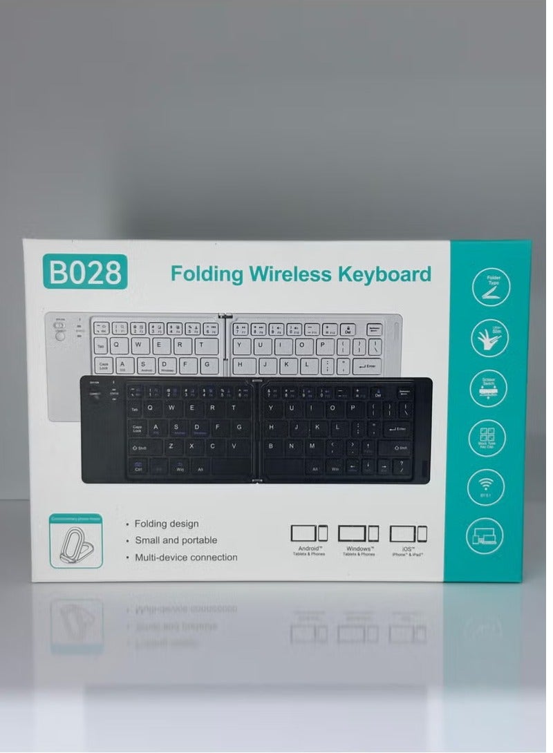 SHOPI Foldable Bluetooth Keyboard - Ultra Slim Wireless Portable Keyboard with Rechargeable Battery, Full-Size Layout, Compatible with iOS, Android, Windows, Tablets, Smartphones, and Laptops | Slim, Lightweight & Multi-Device
