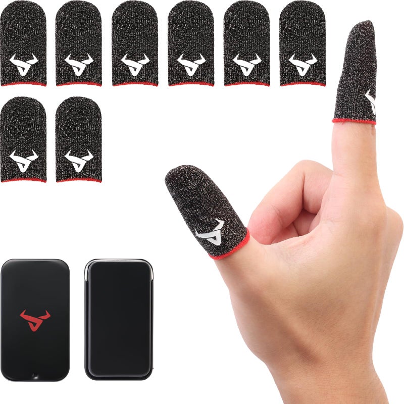 WXRWYPW 8 Pack Finger Sleeves for Gaming,Thumb Sleeves for Mobile Gaming,Anti Sweat,Ultra Thin,0.3mm Silver Fiber,Suitable for Most Gamers,Gaming Finger Gloves for PUBG COD Dedales Gamer,Covers - Image 1
