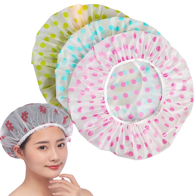 Sileni (PACK OF 3) Shower Caps For Women Reusable Waterproof Caps For Homes, Spas, Salons, Hair Treatment, Beauty Parlors. (Multicolor) - Image 1