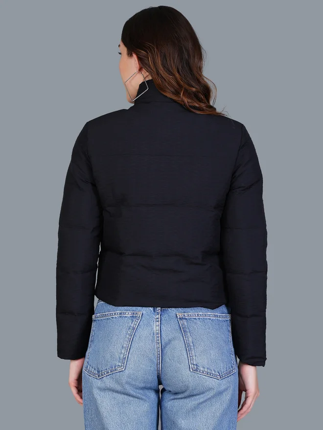 Fort Collins  Women Black Quilted Crop Jacket for Women | Best Price UAE