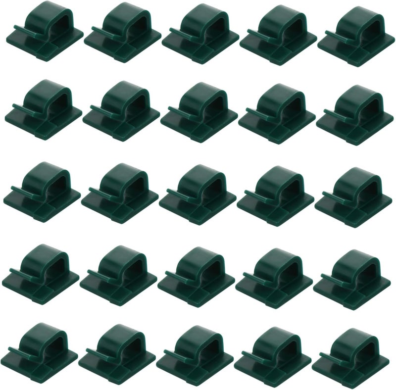 Green Self Adhesive Cord Clips 100pcs Wire Organizer for Home Office and Car Use - Image 1