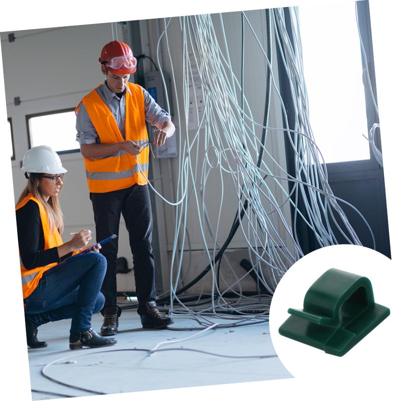 Green Self Adhesive Cord Clips 100pcs Wire Organizer for Home Office and Car Use - Image 4