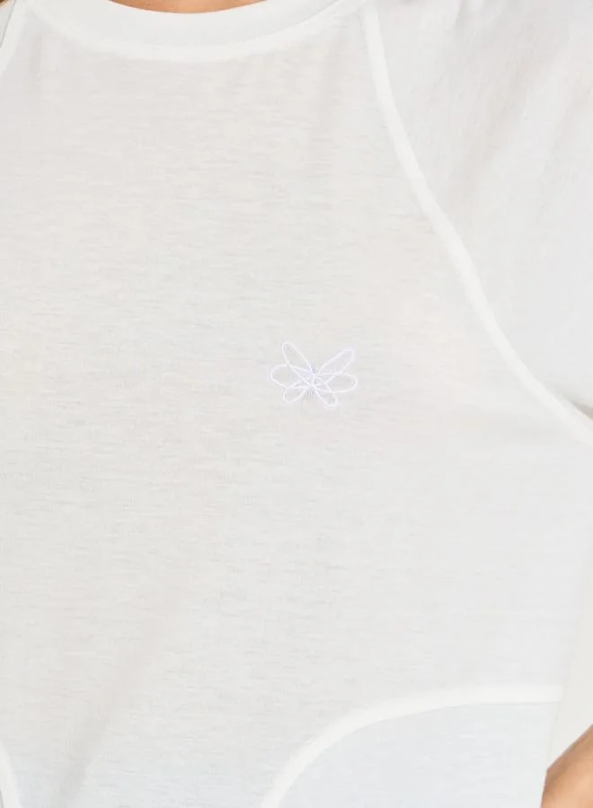 Styli Oversized Plain Short Sleeve T-Shirt with Logo Detail
