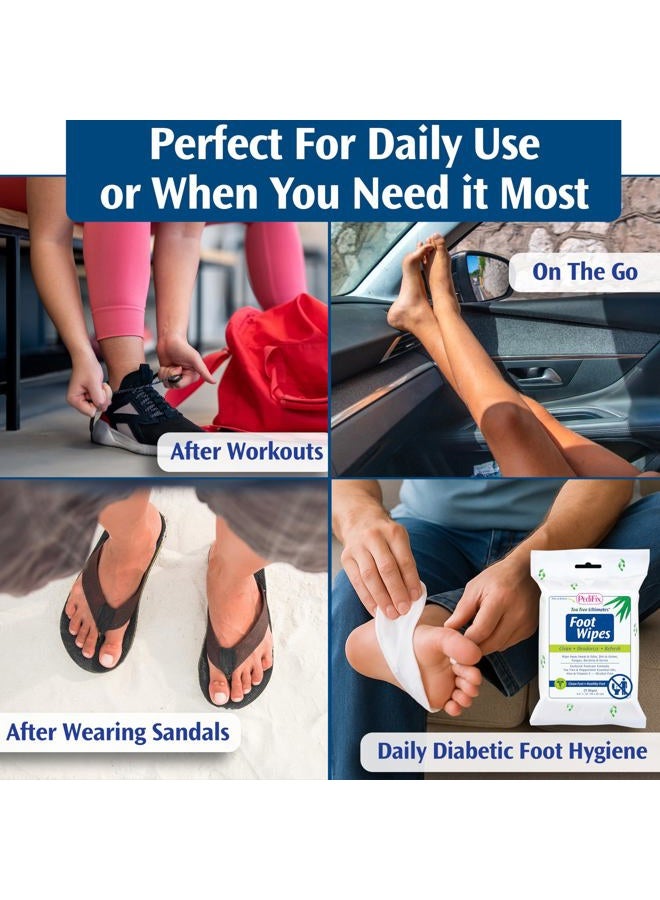 pedifix Tea Tree Ultimates Foot Wipes - 25 Count, Peppermint Scent, Alcohol Free, Diabetic Foot Care, Daily Use - Image 3