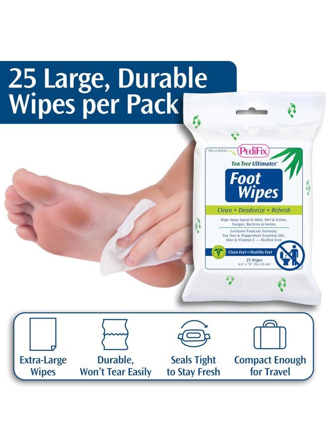 pedifix Tea Tree Ultimates Foot Wipes - 25 Count, Peppermint Scent, Alcohol Free, Diabetic Foot Care, Daily Use - Image 5