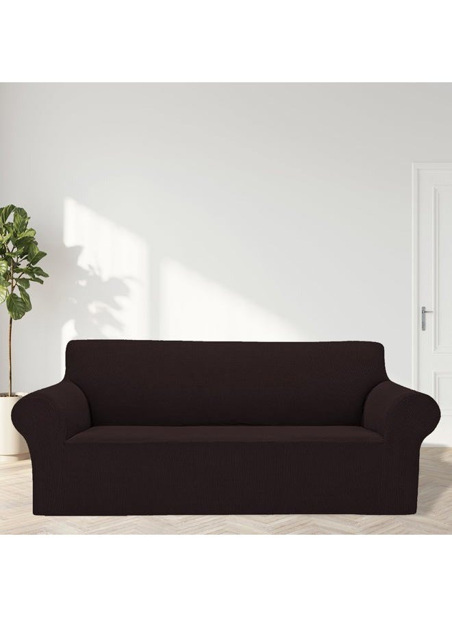 Cupuamon 2024 Newest Stretch Sofa Slipcovers Couch Cover for 3 Cushion Furniture Protector Sofa Covers with Elastic Bottom Jacquard Fabric Small Checks for Pets, Kids -Sofa, Chocolate - Image 3