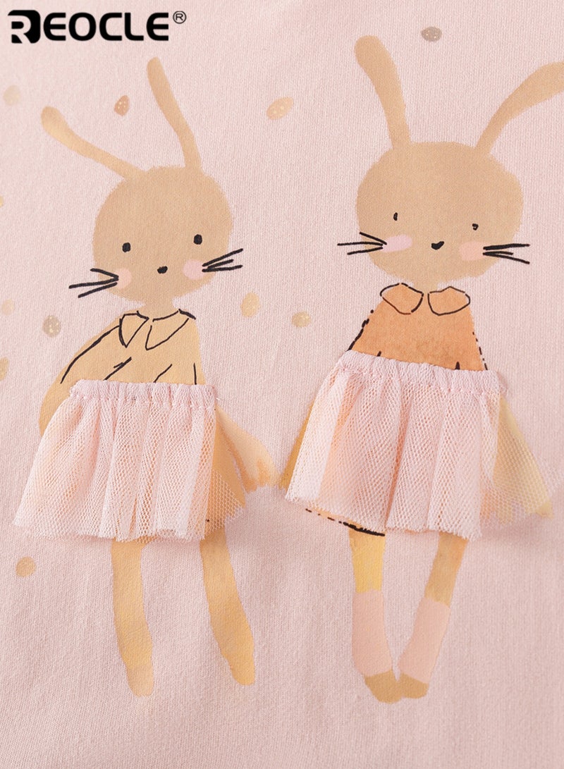 REOCLE Girl's Mesh Dress with Cartoon Design and Cotton Construction Autumn Children's Dress with Soft Comfort for Casual Wear - Image 5