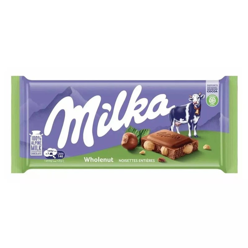 Milka Wholenut Milk Chocolate With Whole Hazelnut- 85gms