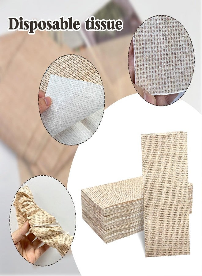 CODOHI 60 قطعة من مناديل البورلاپ المطبوعة، مناشف ضيوف قابلة للتخلص منها، مناشف يد للحمام، مناديل ضيوف ورقية للحمام والمطبخ وحفلات الزفاف والتخييم وحفلات الكوكتيل 4.3 × 7.9 بوصة - Image 3