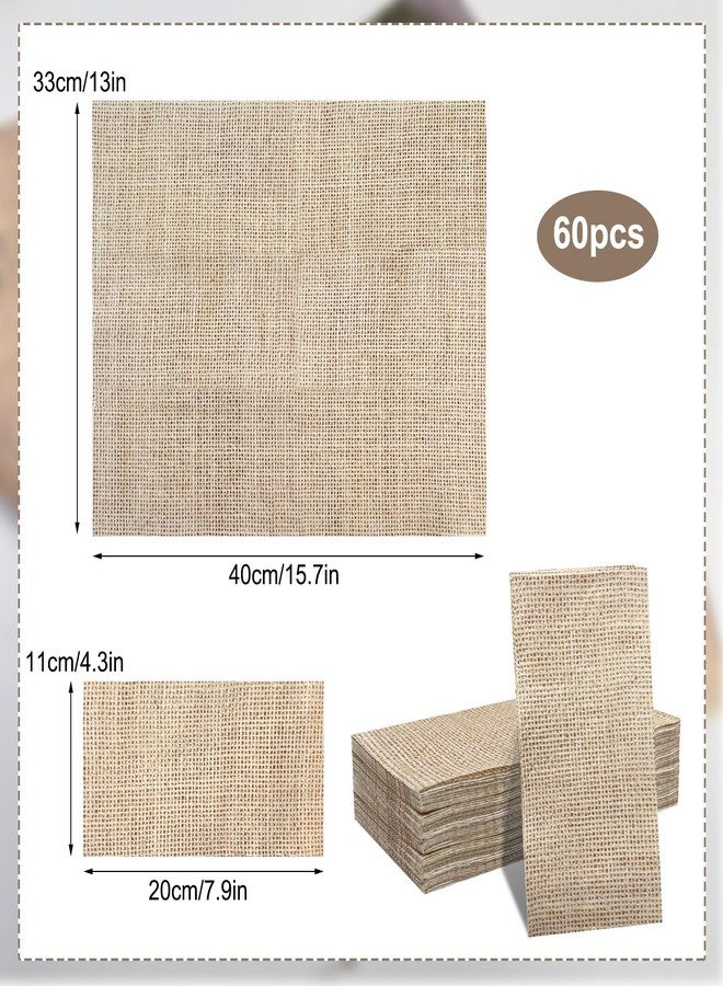 CODOHI 60 قطعة من مناديل البورلاپ المطبوعة، مناشف ضيوف قابلة للتخلص منها، مناشف يد للحمام، مناديل ضيوف ورقية للحمام والمطبخ وحفلات الزفاف والتخييم وحفلات الكوكتيل 4.3 × 7.9 بوصة - Image 2