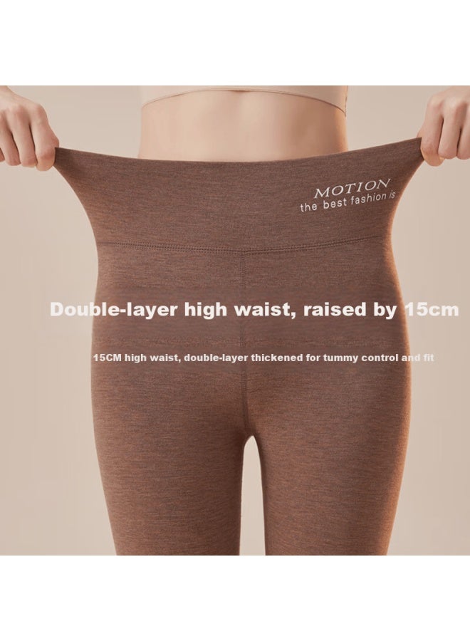 Gujin Women's Thermal Pants Autumn Winter German Velvet Wool Silk Warm High Waist Tummy Control Fleece Lined Leggings Cotton Thermal Underwear - Image 1
