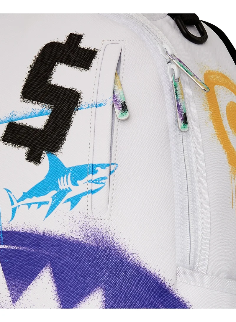 SPRAYGROUND SHARK CENTRAL STENCILS WHITE DLXSV BACKPACK