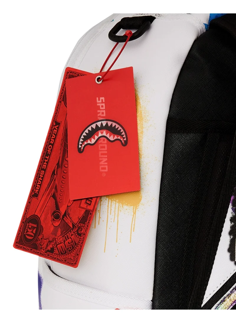 SPRAYGROUND SHARK CENTRAL STENCILS WHITE DLXSV BACKPACK