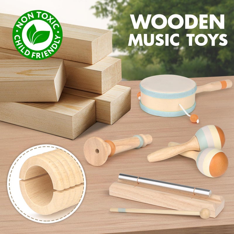 Vanplay Musical Instruments - Toys for 1 Year Old Boy Gifts, Wooden Montessori Toy for Babies 6-12-18 Months, Christmas Birthday Gifts for One Year Old Girls Preschool Learning, Baby Drum Set for Toddlers 1-3 - Image 5