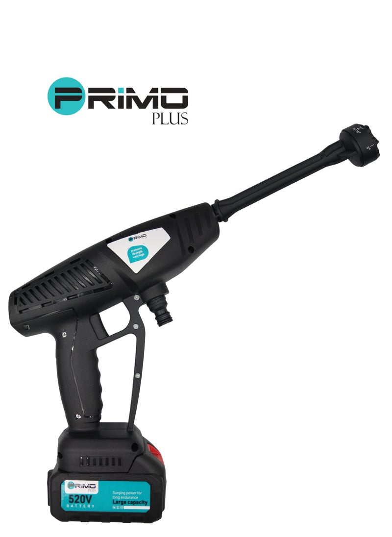 PRIMO PLUS - Cordless Electric High Pressure Washer, 520VF Lithium Battery Car Washer Pressure Pump, Strong Water Pressure, Long Battery Life, 4 in 1 Nozzle, Soap Bottle, Long Water Pipe, Multiple Uses - Image 1