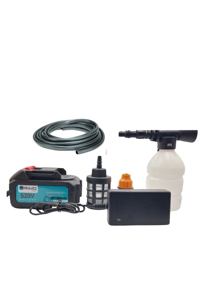 PRIMO PLUS - Cordless Electric High Pressure Washer, 520VF Lithium Battery Car Washer Pressure Pump, Strong Water Pressure, Long Battery Life, 4 in 1 Nozzle, Soap Bottle, Long Water Pipe, Multiple Uses - Image 1