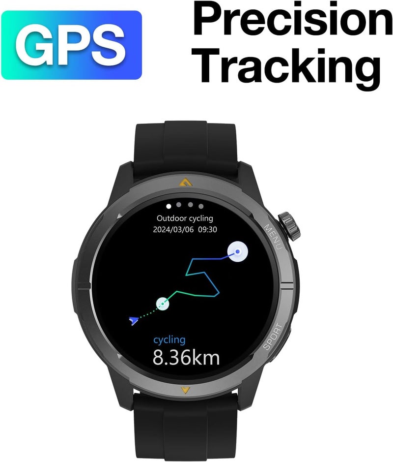 AGM All environment compatible Military Smartwatch for Men & Women, 46mm Rugged Design, 5ATM Waterproof, GPS, Compass, Altimeter, 1.43" AMOLED, Bluetooth Calls, 100+ Sports Modes, Heart Rate & Sleep Tracker One piece build - Image 5